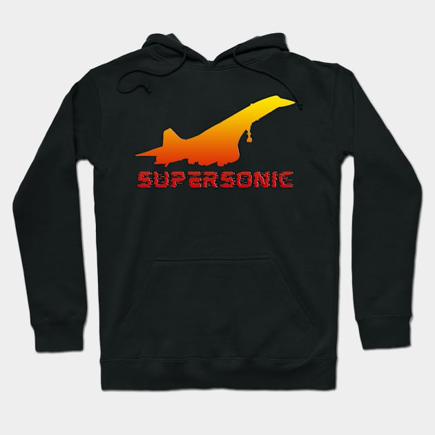 Supersonic Jet Aircraft Sunset retro Colors Birthday Gift Hoodie by GBDesigner